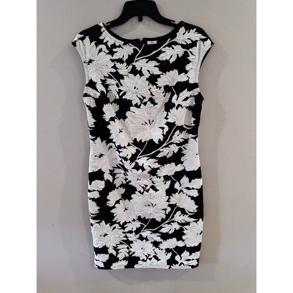 Julia Jordan Floral Print Black White Sheath Dress Size 12 Corporate Core Office - Picture 2 of 6